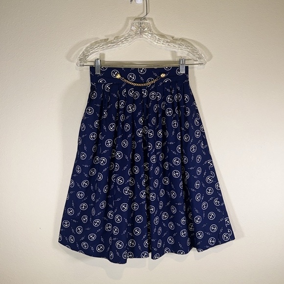 Vintage Nautical Wide Leg Polyester Dress Shorts Women 5/6 Casual Preppy Dressy - Picture 1 of 9